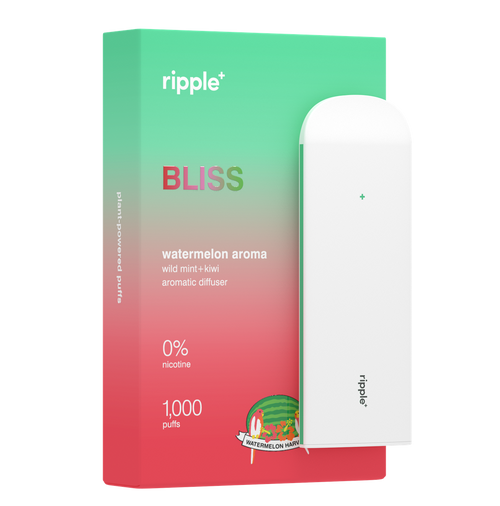 Ripple+ BLISS – vape fără nicotină Pepene Verde, 1000 pufuri